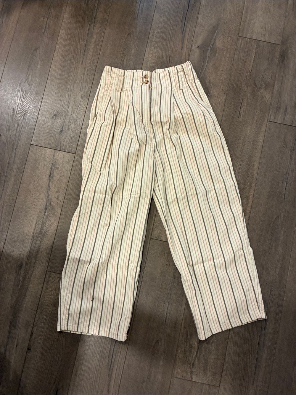 Urban Outfitters Cream Striped Cropped Pants